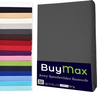 Buymax Spannbettlaken 80x200cm Doppelpack 100% Baumwolle Spannbetttuch Bettlaken Jersey, Matratzenhöhe bis 25 cm, Farbe Anthrazit