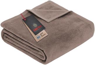 Ibena Porto xl Decke 180x220 cm – Baumwollmischung weich, warm & waschbar, Tagesdecke taupe einfarbig