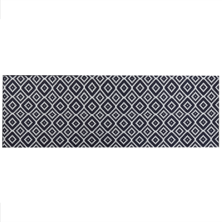 Teppich schwarz weiß 80 x 240 cm geometrisches Muster Kurzflor KARUNGAL