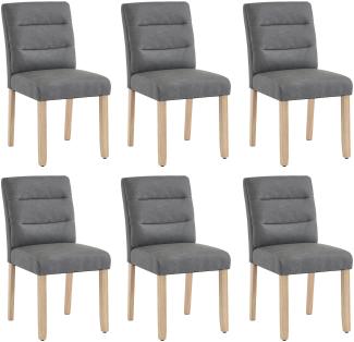 Merax Esszimmerstühle, 6er set, Stühle, moderne minimalistische Wohn- und Schlafzimmerstühle, Stühle mit Eichenbeinrücken, grau