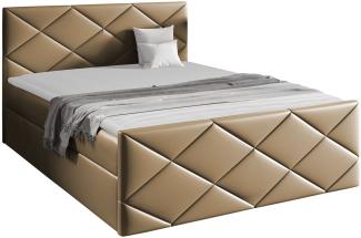 Mirjan24 Boxspringbett Alpiry, Hellbraun 140 x 200 cm Kunstleder