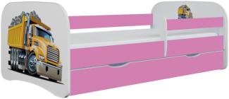 Kinderbett Jona inkl. Rollrost + Matratze + Bettschublade in weiß, blau, rosa oder grün 70*140 cm Rosa