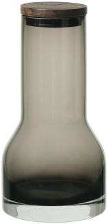 Blomus Wasserkaraffe Lungo S, Karaffe, Wasserbehälter, Glas farbig, Eiche, Silikon, Smoke, 600 ml, 64171