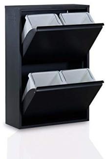 Betten-ABC Refina Mehrzweckschrank, Mülltrenner, platzsparend, aus pflegeleichtem Metall Schwarz 4 x 15 L