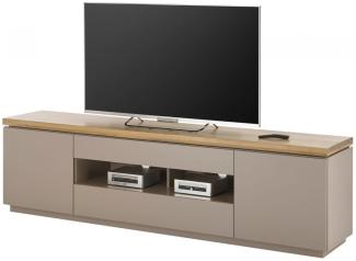 TV-Lowboard Palamos in grau matt und Akazie massiv 200 cm