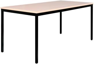 Schreibtisch Profi Besprechungstisch Büromöbel Verkaufstisch Computertisch 180 x 80 cm RAL 9005 Schwarz/Ahorn Dekor 331122