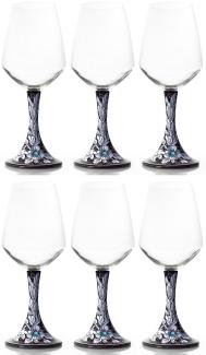 Casa Padrino Luxus Keramik Weinglas 6er Set Schwarz / Mehrfarbig H. 23,5 cm - Handgefertigte & handbemalte Weingläser - Hotel & Restaurant Accessoires - Luxus Qualität - Made in Italy