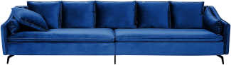 4-Sitzer Sofa Samtstoff marineblau schwarz AURE