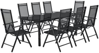 Juskys Aluminium Gartengarnitur Milano Gartenmöbel Set mit Tisch und 8 Stühlen Dunkel-Grau mit schwarzer Kunstfaser Alu Sitzgruppe Balkonmöbel