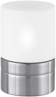 Tischleuchte ARY II Glaszylinder Weiß Sockel Silber - Touchfunktion, Ø 9cm