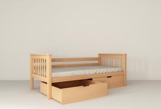 Sofabett Tagesbett Kinderbett LEA 200x90 cm mit 2 Bettkästen Buchenholz massiv Natur