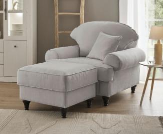 Sessel Adelina in grau Set inkl. Hocker