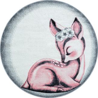 Kinder Teppich Bianca rund - 120 cm Durchmesser - Pink