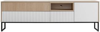 Lowboard TV-Unterschrank Zoe 197x40x62cm Herringbone Skandi weiß MDF grifflos