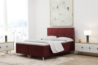 Boxspringbett Schlafzimmerbett RENAN 120x200cm in Stoff Riviera Weinrot