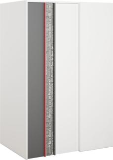 Kleiderschrank "Philosophy" Drehtürenschank 130cm begehbar links weiß graphit rot mit Schrift Print