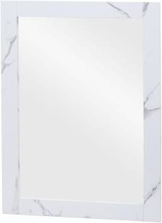 Wandspiegel HWC-L86, Badezimmer Badspiegel Spiegel Badmöbel, MVG-zertifiziert 72x52cm ~ Marmor-Optik weiß
