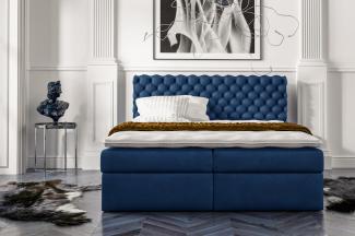 Stylefy 'Alviero' Boxspringbett, Velours Monolith Blau 120 x 200 cm