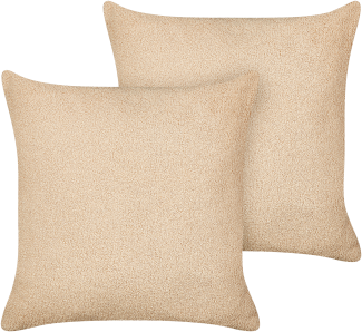 Dekokissen Bouclé sandbeige 45 x 45 cm 2er Set LEUZEA