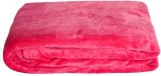 Kuschelige Decke 220x240 cm Fleecedecke Wohndecke aus Polyester Tagesdecke Rosa