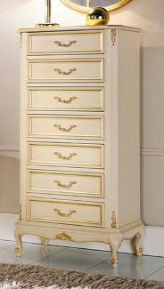 Casa Padrino Luxus Barock Kommode Creme / Gold - Handgefertigte Barockstil Massivholz Kommode mit 7 Schubladen - Handgefertigte italienische Barock Möbel - Luxus Qualität - Made in Italy