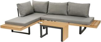greemotion Lounge-Set Lana, 3-tlg. Aluminium Garten-Ecksofa-Set mit Tisch und Kissen