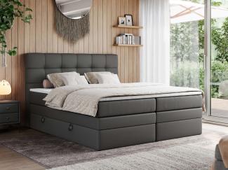 Boxspringbett, Polsterbett, Bett, Schlafzimmer - ERNI-KING - 180x200cm - Dunkelgrau Kunstleder - H3