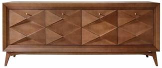 Casa Padrino Luxus Art Deco Sideboard Matt Cognac 220 x 50 x H. 92 cm - Edler Massivholz Schrank mit 4 Türen - Esszimmer Möbel - Art Deco Möbel - Luxus Möbel