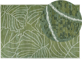 Teppich Baumwolle grün 140 x 200 cm Blattmuster Kurzflor SARMIN