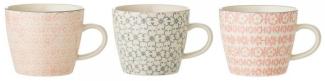 Bloomingville Tasse Cécile Mug, Rose, Stoneware, Keramik, 3er Set, 300 ml, Kaffeetassen, Teetassen, skandinavisches Design, Rose