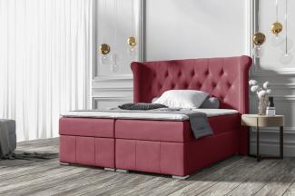 Stylefy 'Alonzo' Boxspringbett, Velours Monolith Bordeaux 120 x 200 cm