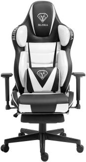Gaming Stuhl Chair Racing Chefsessel mit Sportsitz und ergonomsichen 4D-Armlehnen Schwarz / Weiß