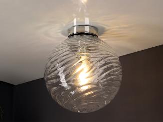 LED Deckenleuchte Glaskugel Wellenmuster Transparent, Globe Ø30cm