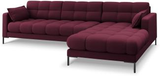 Micadoni 5-Sitzer Ecke rechts Sofa Mamaia | Bezug Dark Red | Beinfarbe Black Metal