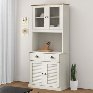 Highboard VIGO 78x40x175 cm Massivholz Kiefer (Farbe: Weiß)