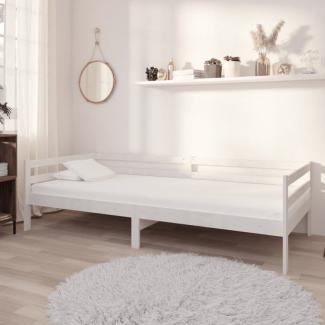 vidaXL Tagesbett mit Schubladen 90x200 cm Weiß Kiefer Massivholz