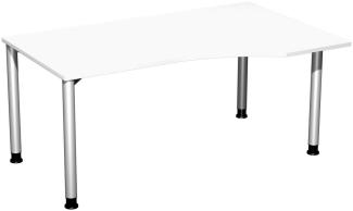 PC-Schreibtisch rechts, höhenverstellbar, 160x100cm, Weiß / Silber