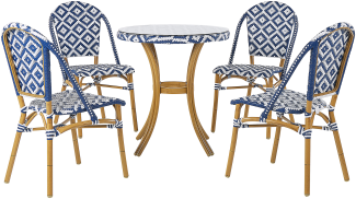 Gartenmöbel Set Rattan blau weiß 4-Sitzer RIFREDDO
