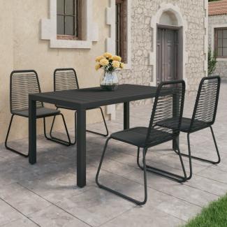 vidaXL 5-tlg. Garten-Essgruppe PVC Rattan Schwarz