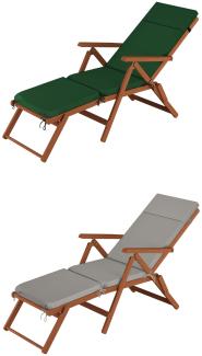 Deckchair, Balkonstuhl, klassische und robuste Balkonliege mit Polster grau V-10-200