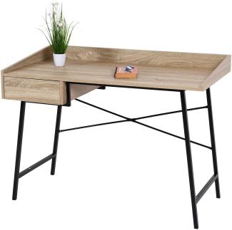 Konsolentisch HWC-J97, Schminktisch Ablagentisch, Schublade 3D-Struktur 98x114x60cm MVG-zertifiziert ~ Eiche-Optik