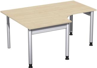 PC-Schreibtisch '4 Fuß Pro' links, höhenverstellbar, 160x120cm, Ahorn / Silber
