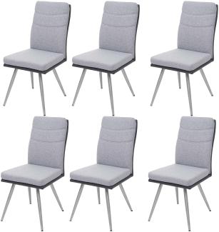 6er-Set Esszimmerstuhl HWC-G54, Küchenstuhl Stuhl, Textil/Kunstleder Edelstahl gebürstet ~ grau