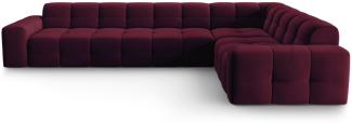 Micadoni 6-Sitzer Samtstoff Ecke rechts Sofa Kendal | Bezug Purple | Beinfarbe Black Beech Wood