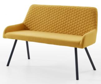 Inter-Furn Meran - Esszimmerstühle Sitzbank - Sitz/Rücken Stoff Gelb, Metallfüße Schwarz - B/H/T: 130 / 87 / 60 cm