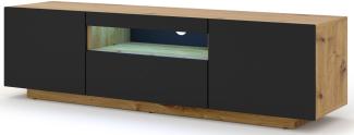 Domando Lowboard Empoli M1 Modern Breite 150cm, stehend oder hängend, LED Beleuchtung in Artisan Eiche und Schwarz Matt