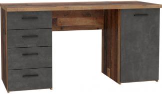 Schreibtisch NET106, Old Wood Vintage Nb./ Betonoptik dunkelgrau
