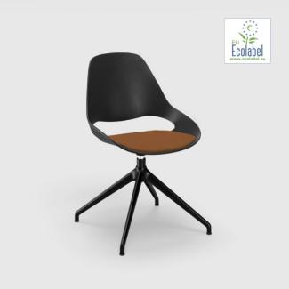 Stuhl ohne Armlehne FALK schwarz vier Sterne Schwenker aus Pulverbeschichtetem schwarzem Stahl Sitzpolster terrakotta