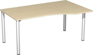 PC-Schreibtisch '4 Fuß Flex' rechts, 160x100cm, Ahorn / Silber
