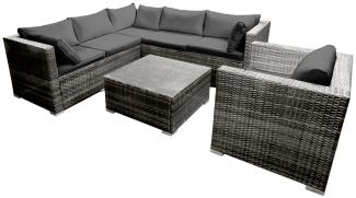 BRAST Gartenmöbel Lounge Sofa Couch Set Harmony Grau Poly-Rattan für 5 Personen